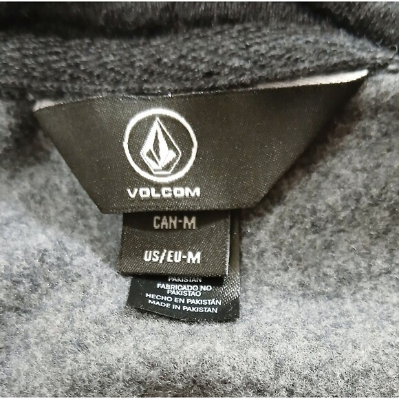 Volcom Hoodie Men’s M Gray Pullover Sweatshirt Kangaroo Pocket Skate Surf Logo - Picture 7 of 8
